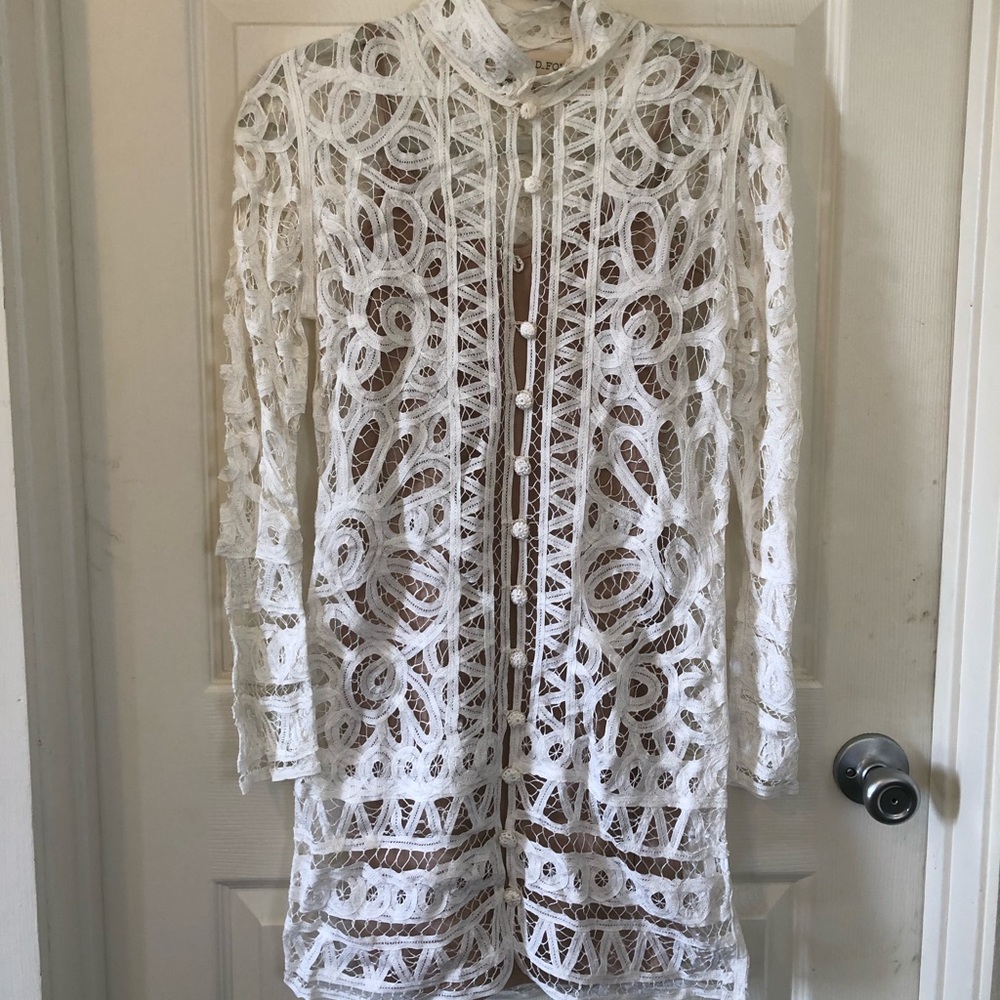 Stone cold fox white crochet lace dress